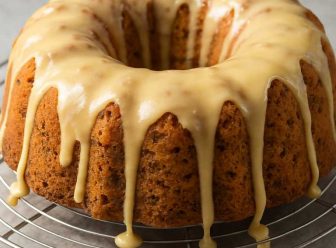 Measured baking ingredients arranged neatly on a kitchen counter for butter pecan pound cake